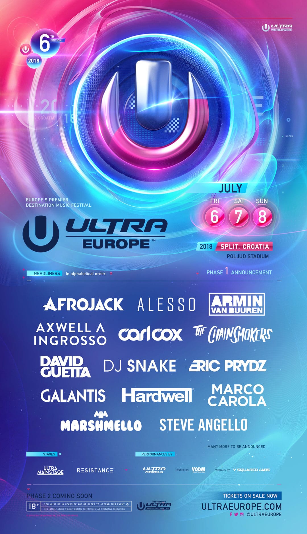 Ultra Europe lineup phase1 2018 RuidoMag