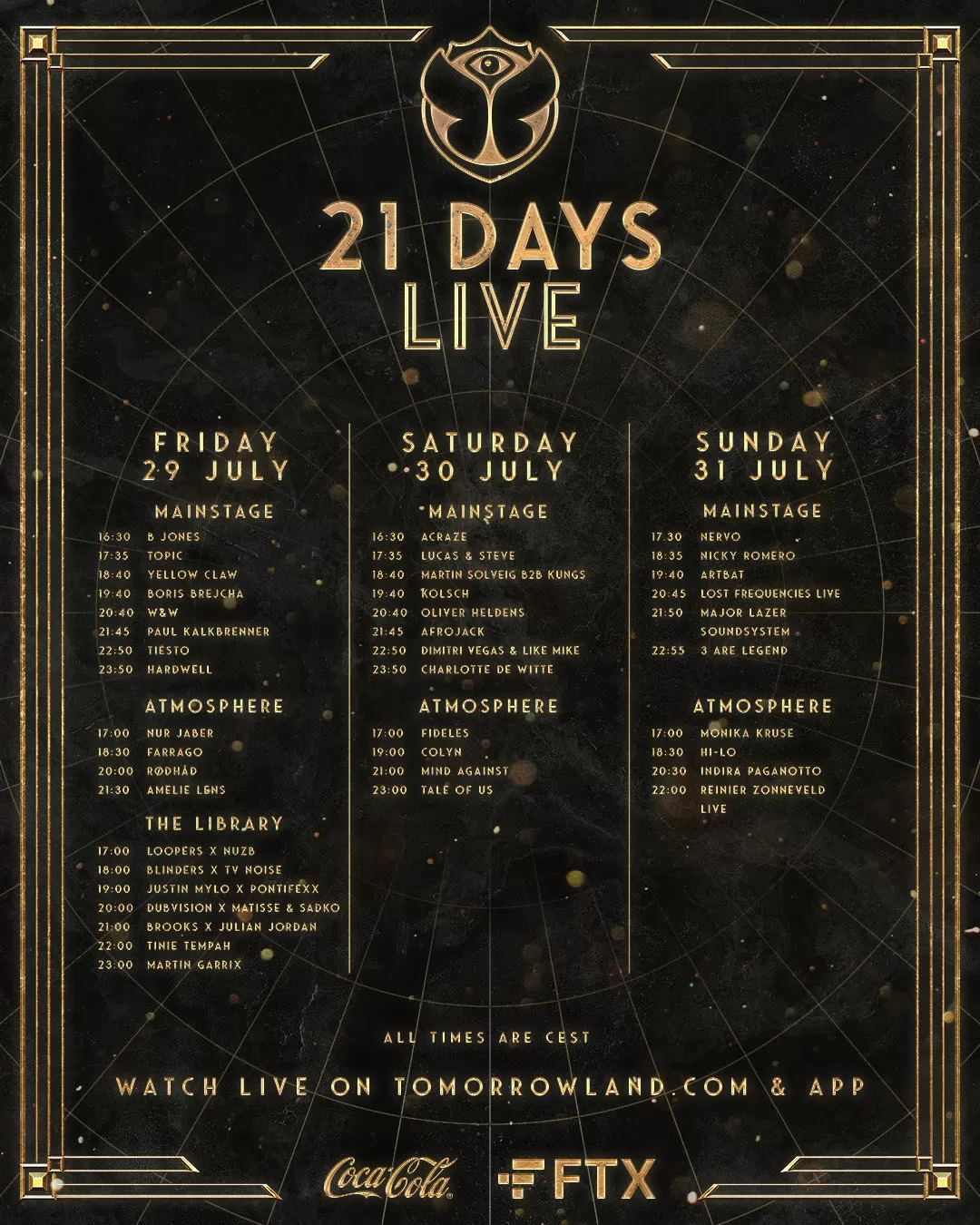 Tomorrowland 2022 Weekend 3 Timetable