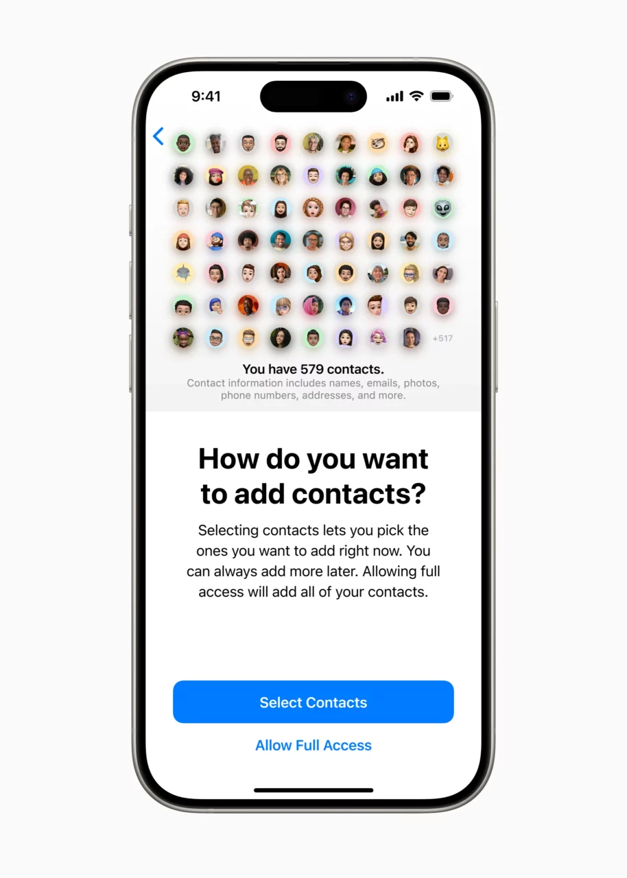 Apple WWDC24 iOS 18 Contacts permission 240610