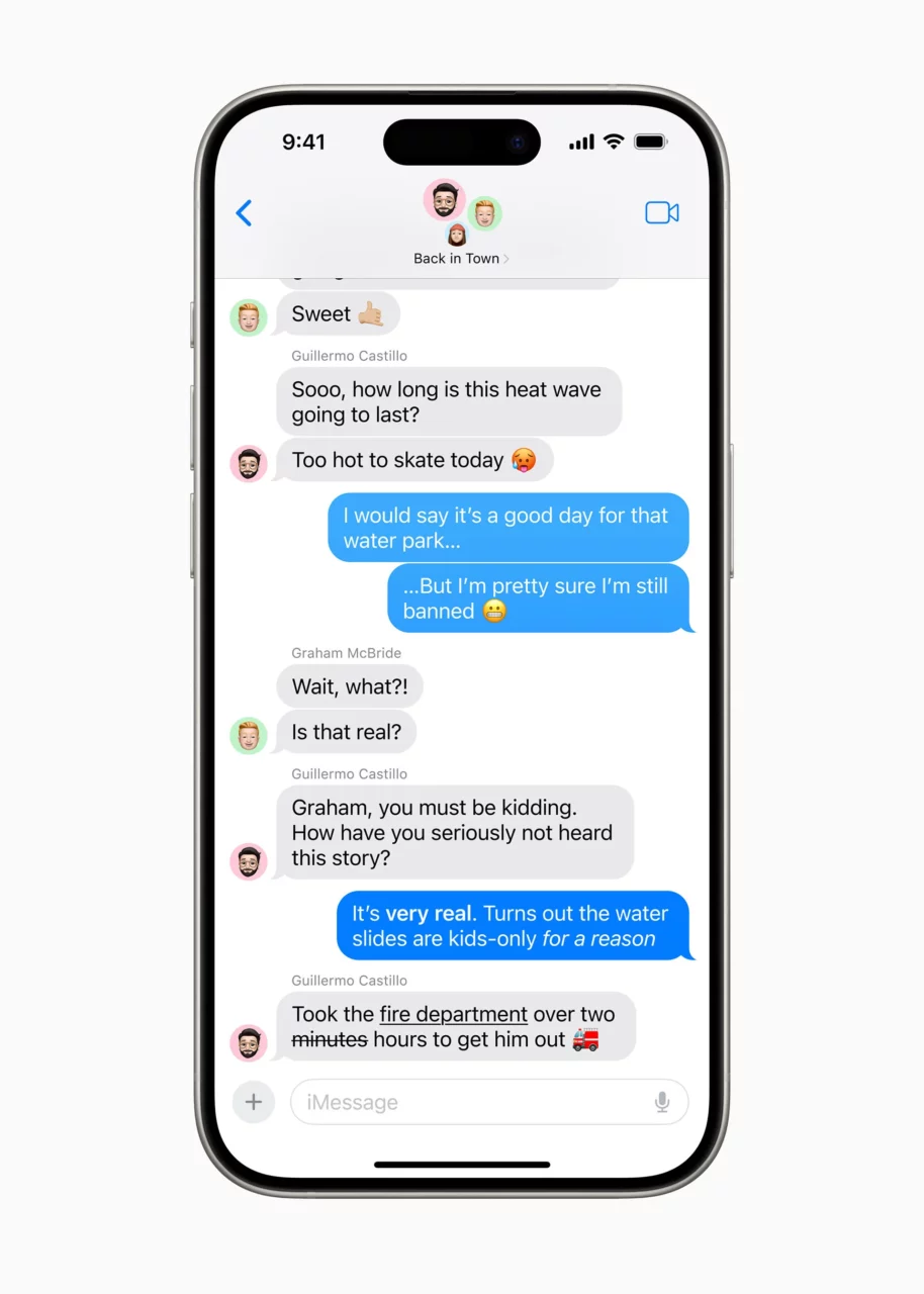 Apple WWDC24 iOS 18 Messages text formatting 240610